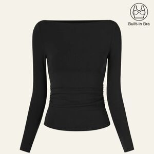 OGL Mid Thermal Boatneck Tucks Brami Top in Black SOLD OUT ONLINE - NWT